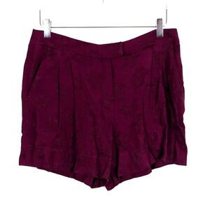 Massimo Dutti Burgundy Pleated Dress Shorts Women's 8
